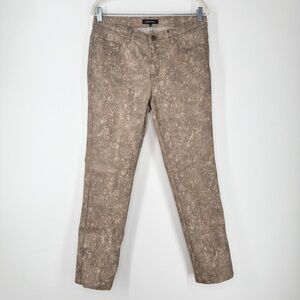 Lafayette 148 New York Brown Lizard Textured Straight Leg Pants Women’s Size 8